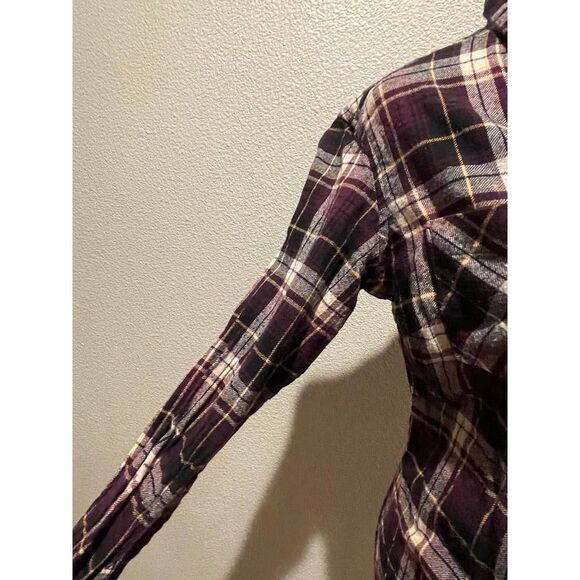 Natural Reflections Women Burgundy Plaid Button Down Shirt - Size S - Picture 5 of 7
